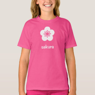 Camiseta Silhueta de Flor de Sakura Branca