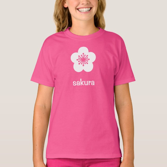 Camiseta Silhueta de Flor de Sakura Branca (Frente)