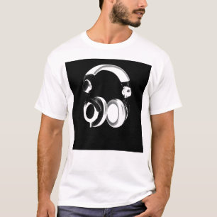 Camiseta Silhueta de fone de ouvido preto e branco