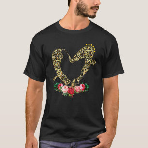 Camiseta Silhueta de Frango Fofa Estampa de Leopardo Frango