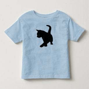 Camiseta Silhueta de gatinho preto fofo com rabo erguido