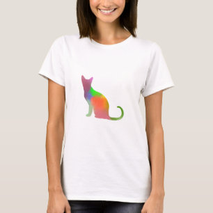 Camiseta Silhueta de Gato em Aquarela