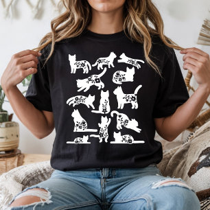 Camiseta Silhueta de Gato Floral Amante de Gatos Botânico