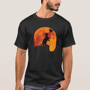 Camiseta Silhueta de Gato na Lua Cheia com um Coração. Boni