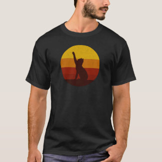 Camiseta Silhueta de Gato Pôr do Sol Retrô | Estética Vinta