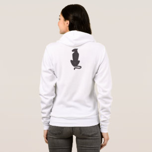 Camiseta Silhueta de Gato Preto mulheres branca Bella zip c