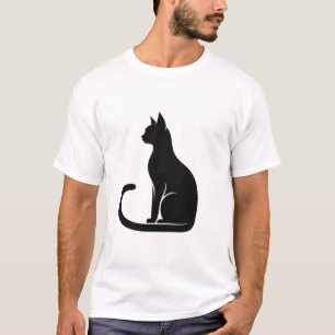 Camiseta Silhueta de Gato Preto Sentado Elegante
