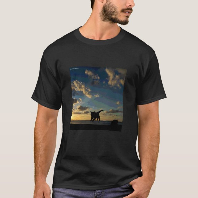 Camiseta silhueta de gato voando_001 (Frente)