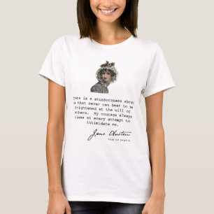 Camiseta silhueta de Jane Austen e citação de livros,