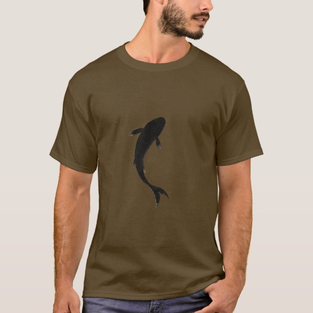 Camiseta Silhueta de Koi com Tinta Wabi‑Sabi (Frente)
