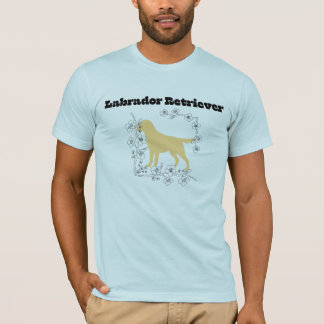 Camiseta Silhueta de Labrador Amarelo com Moldura de Flor B