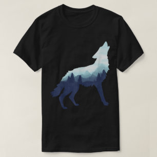 Camiseta Silhueta de Lobo da Floresta Montanhosa