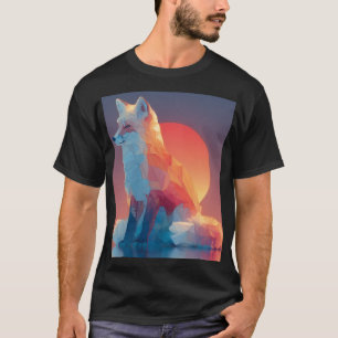 Camiseta Silhueta de Lobo Geométrico Vida Selvagem de Pol