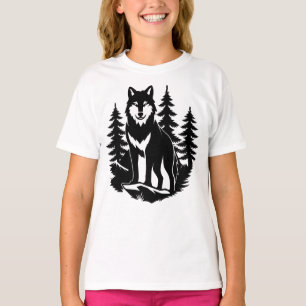 Camiseta Silhueta de Lobo na Floresta