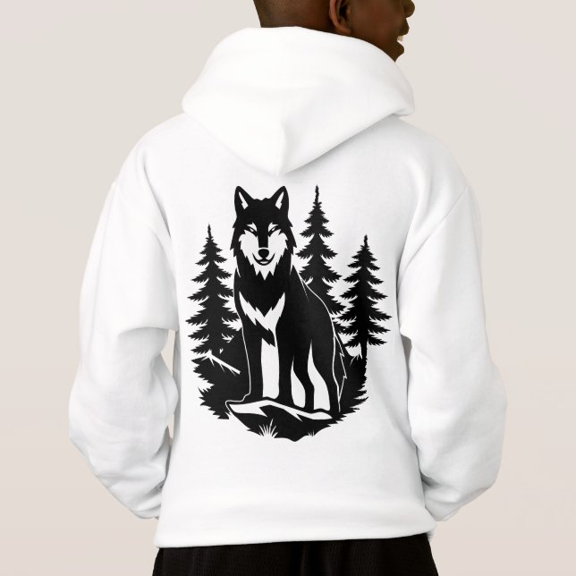 Camiseta Silhueta de Lobo na Floresta (Verso)