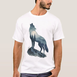 Camiseta Silhueta de Lobo Uivando – Natureza