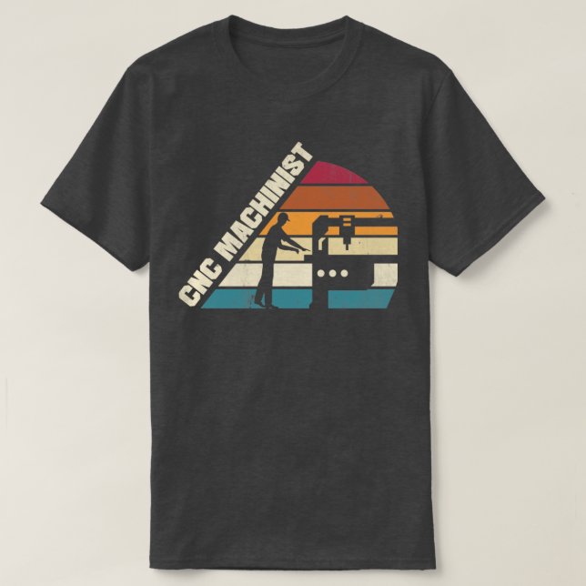 Camiseta Silhueta de Máquina de Metalworker Cnc (Frente do Design)