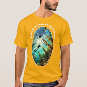Camiseta Silhueta de mergulhador com tartaruga, peixe e kel