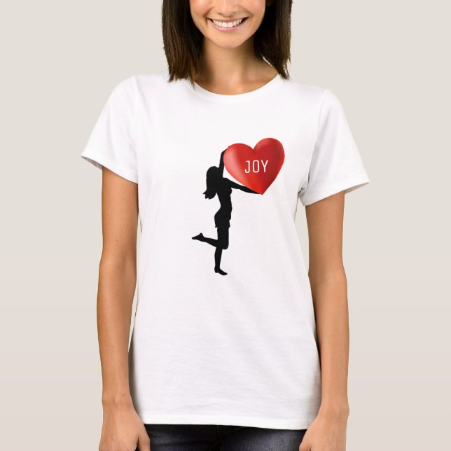 Camiseta Silhueta de mulher com coração grande (Frente)