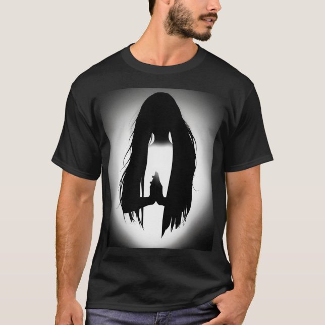 Camiseta Silhueta de Mulher Orando – Design Fé & Graça (Frente)