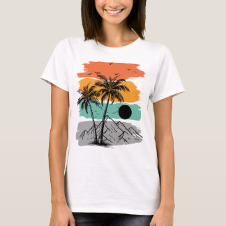 Camiseta Silhueta de palmeira verão