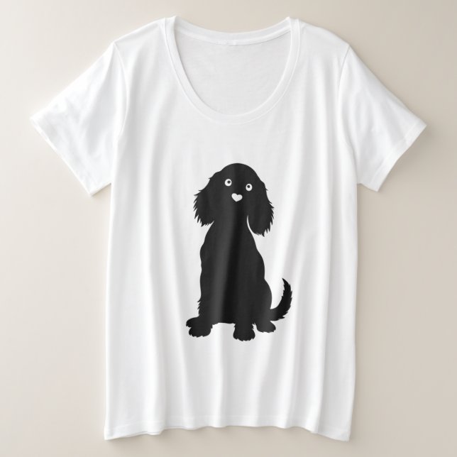 Camiseta Silhueta de Panela Cocker com Nariz de Coração (Frente do Design)