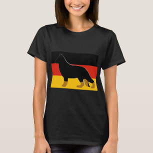 Camiseta silhueta de pastor alemão na bandeira bicor