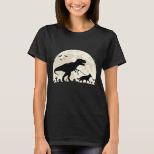 Camiseta Silhueta de Pastor Alemão no Halloween Dinossauro