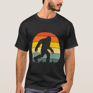 Camiseta silhueta de pé-grande pôr do sol retrô engraçado s
