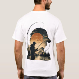 Camiseta Silhueta de Pesca Retro Sunset Angler