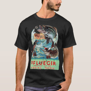 Camiseta Silhueta de pesca vintage com nascer do sol e retr