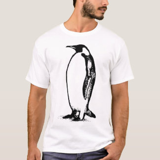 Camiseta Silhueta de Pinguim Minimalista – Estêncil Preto e