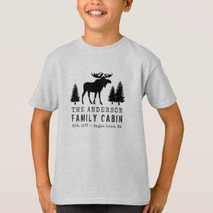 Camiseta Silhueta de pinheiro de alce russo da cabine