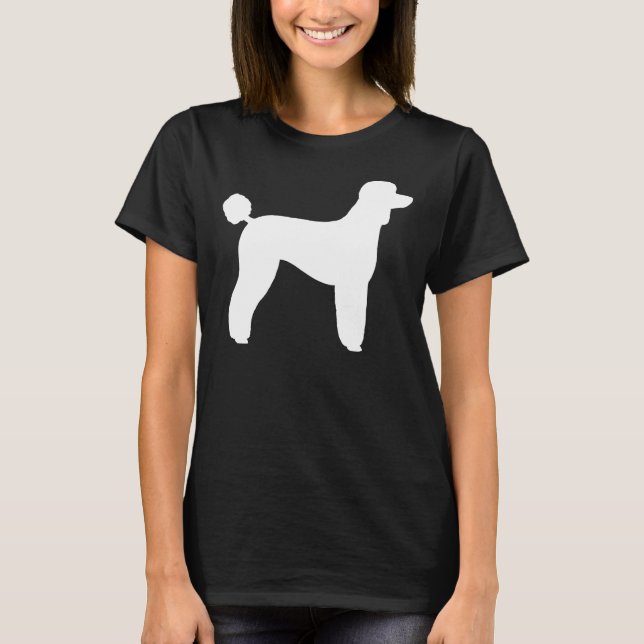 Camiseta Silhueta de Poodle Padrão Branco S (Frente)