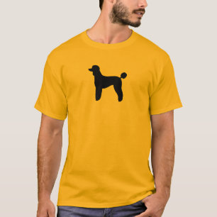 Camiseta Silhueta de Poodle Padrão Preta  Raça Cão