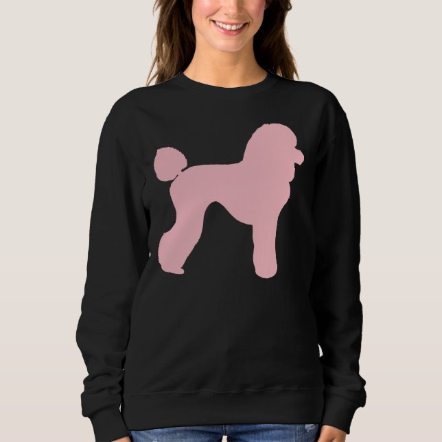Camiseta Silhueta de Poodle Rosa T- (Frente)