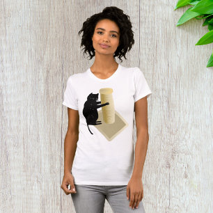 Camiseta Silhueta de Poste de Arranhar Gato Preto