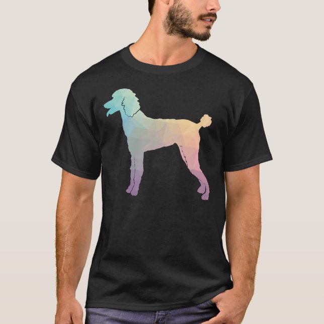 Camiseta Silhueta De Raça De Poodle Padrão Preenchida Com G (Frente)