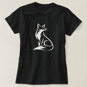 Camiseta Silhueta de Raposa Sentada Minimalista