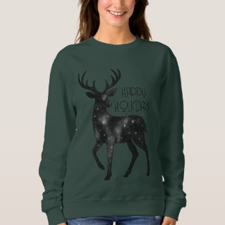 Camiseta Silhueta de Rena Estrelada Feliz Natal
