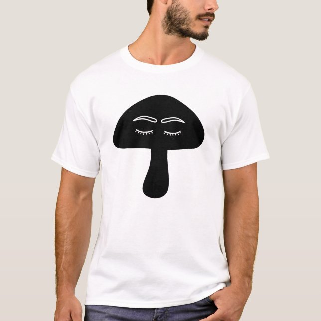 Camiseta Silhueta de rosto de cogumelo dormindo (Frente)