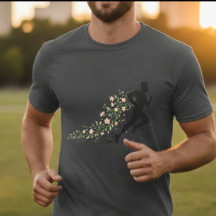 Camiseta Silhueta de Runner Floral Estética de Design de Fl