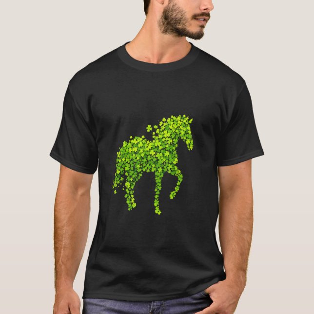 Camiseta Silhueta de Shamrock de Cavalo (Frente)