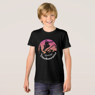 Camiseta Silhueta de Snowboarder sobre o Pôr do Sol na Mont