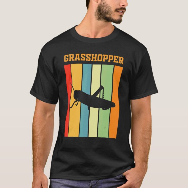Camiseta Silhueta De Sombra De Gafanhoto Em Cores Retroativ (Frente)