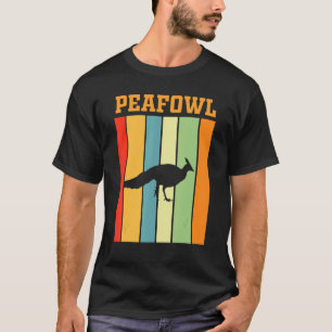 Camiseta Silhueta De Sombra De Pavão Em Cores Retroativas