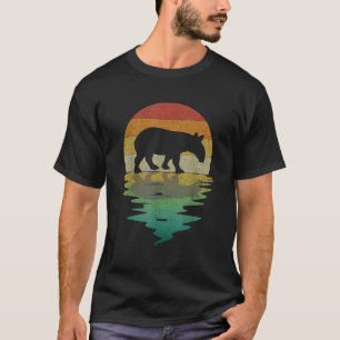 Camiseta Silhueta de Tapir Pôr do Sol Retro Vintage Anos 70
