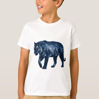 Camiseta Silhueta de Tigre Surrealista com Dupla Exposição