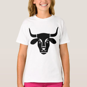 Camiseta Silhueta de Touro Preto Minimalista