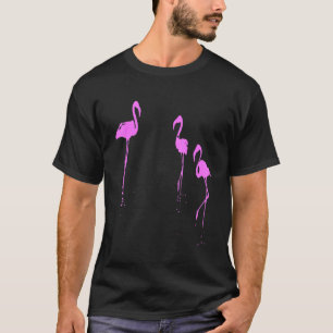 Camiseta Silhueta De Três Flamingos Minimalista A Rosa